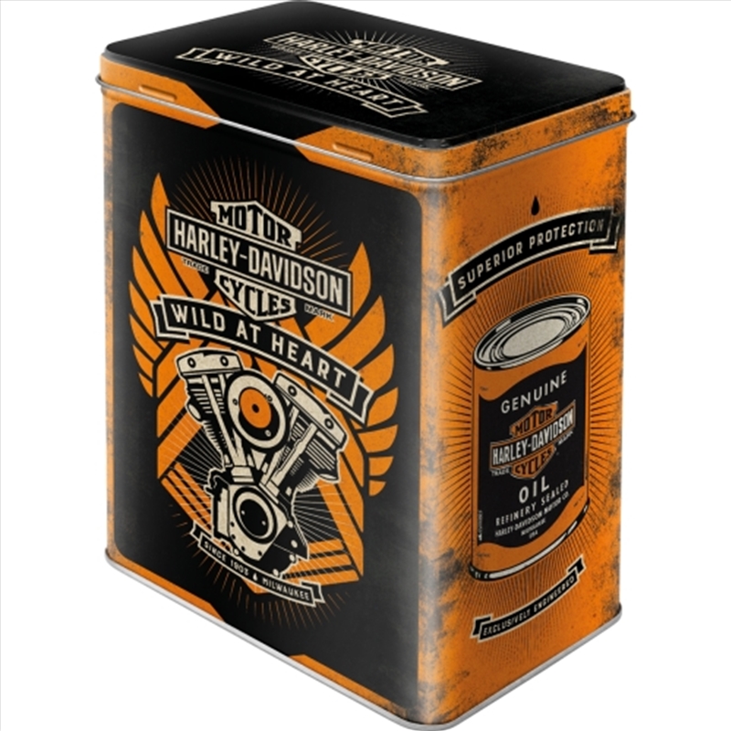Nostalgic-Art Tin Storage Box Large Harley-Davidson Wild at Heart 10x14x20cm/Product Detail/Homewares