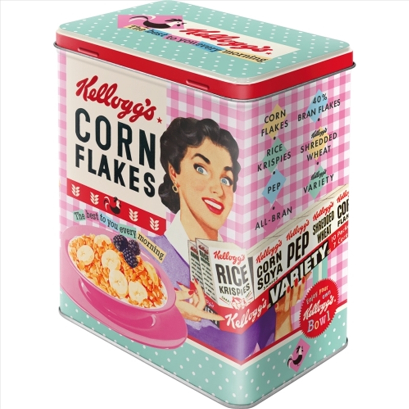 Nostalgic-Art Tin Storage Box Large Kellogg's Happy Hostess Corn Flakes 10x14x20cm/Product Detail/Homewares