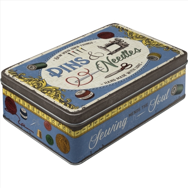 Nostalgic-Art Flat Storage Tin Pins & Needles Sewing Box 23x16x7cm/Product Detail/Homewares
