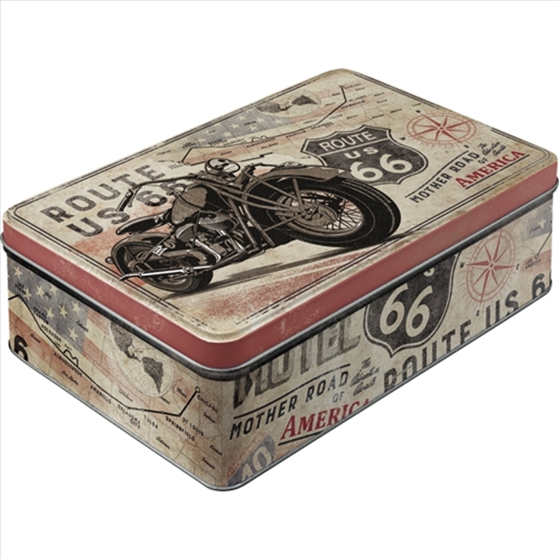 Nostalgic-Art Flat Storage Tin Route 66 Bike Map 23x16x7cm/Product Detail/Homewares