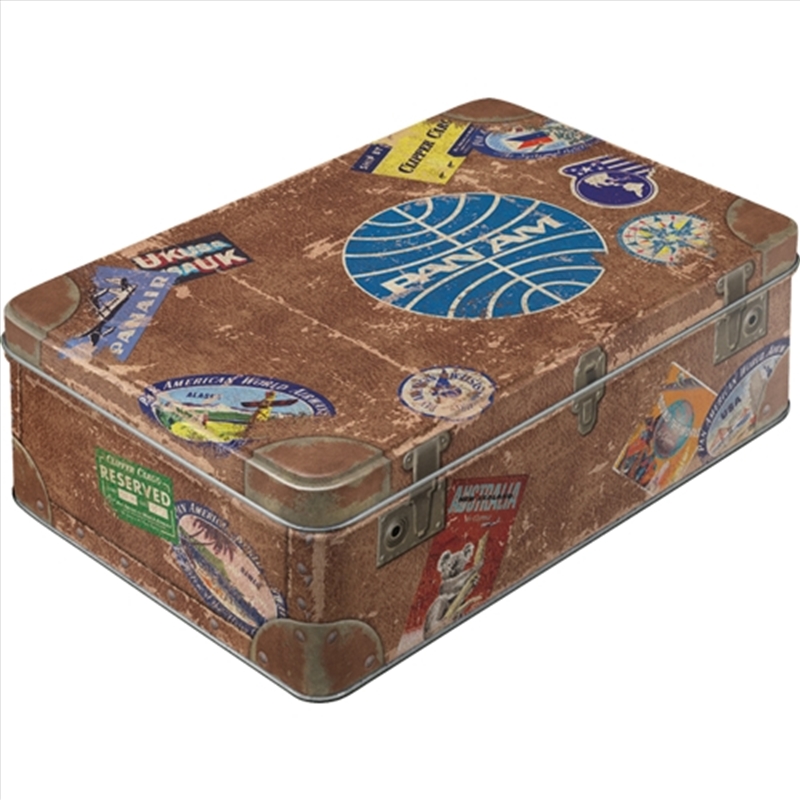 Nostalgic-Art Flat Storage Tin PanAm Travel Stickers 23x16x7cm/Product Detail/Homewares