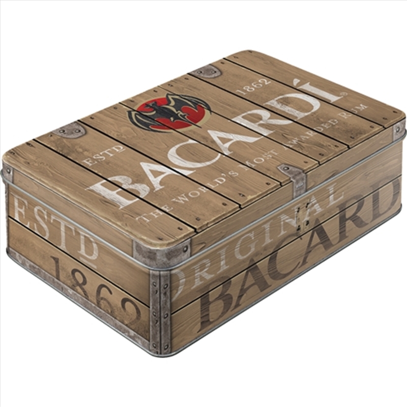 Nostalgic-Art Flat Storage Tin Bacardi Wood Barrel 23x16x7cm/Product Detail/Homewares