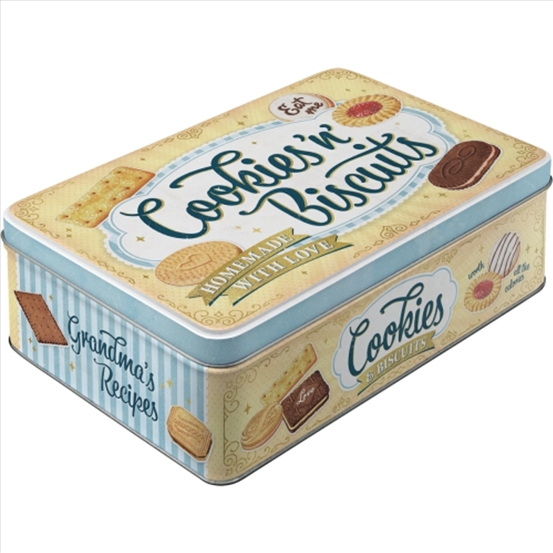 Nostalgic-Art Flat Storage Tin Cookies 'n' Biscuits 23x16x7cm/Product Detail/Homewares