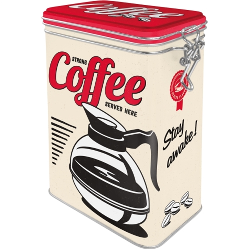 Nostalgic-Art Clip Top Storage Tin Strong Coffee Served Here 7.5x11x17.5cm/Product Detail/Homewares