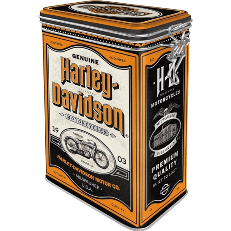 Nostalgic-Art Clip Top Storage Tin Genuine Harley Davidson Milwaukee 7.5x11x17.5cm/Product Detail/Homewares
