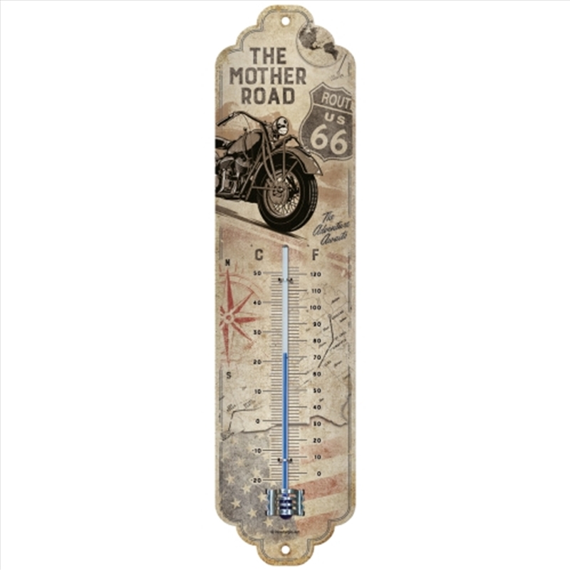 Nostalgic-Art Thermometer Route 66 Bike Map 28x6.5x2cm/Product Detail/Homewares