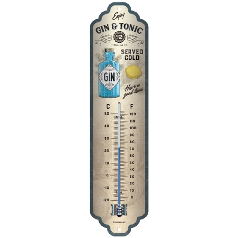 Nostalgic-Art Thermometer Gin and Tonic Served Cold 28x6.5x2cm/Product Detail/Homewares