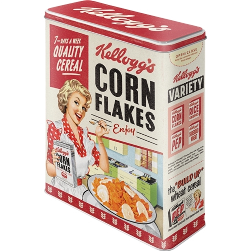Nostalgic-Art Tin Storage Box XL Kellogg's Corn Flakes Quality Cereal 8x19x26cm/Product Detail/Homewares