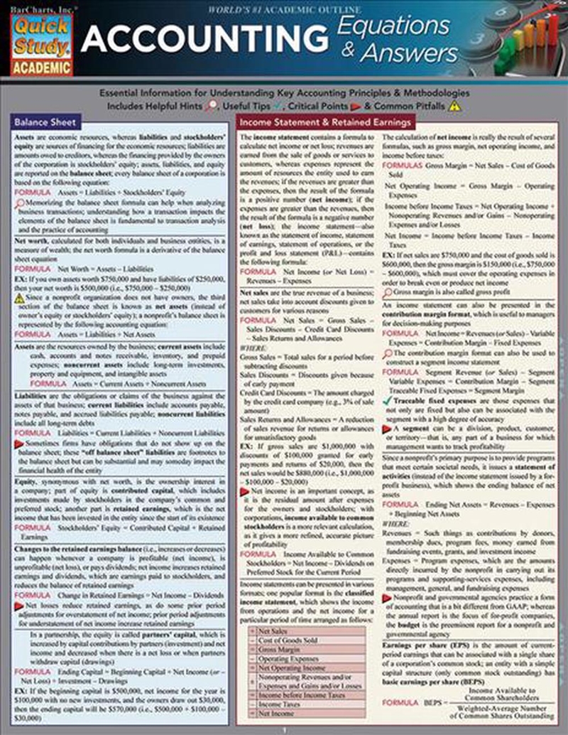 Accounting Equations & Answers/Product Detail/Accounting & Finance