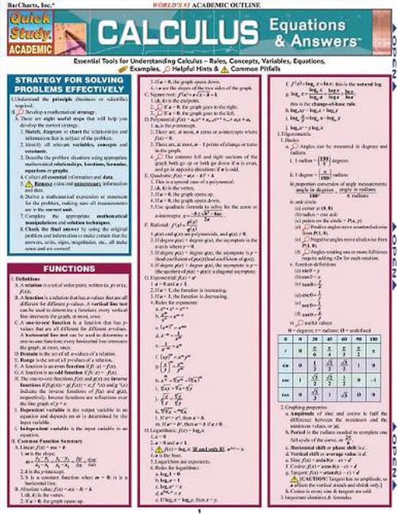 Calculus Equations & Answers/Product Detail/Maths