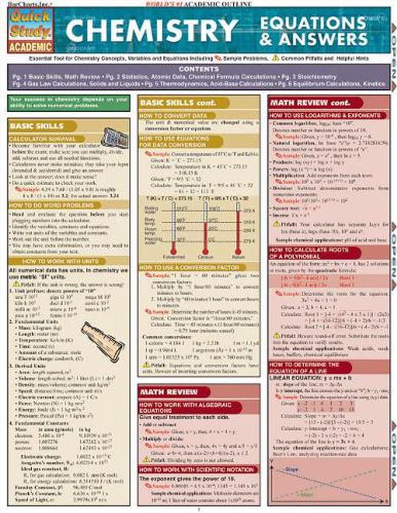 Chemistry Equations & Answers/Product Detail/Science