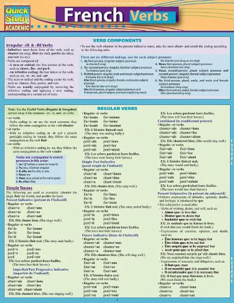 French Verbs/Product Detail/Language & Linguistics