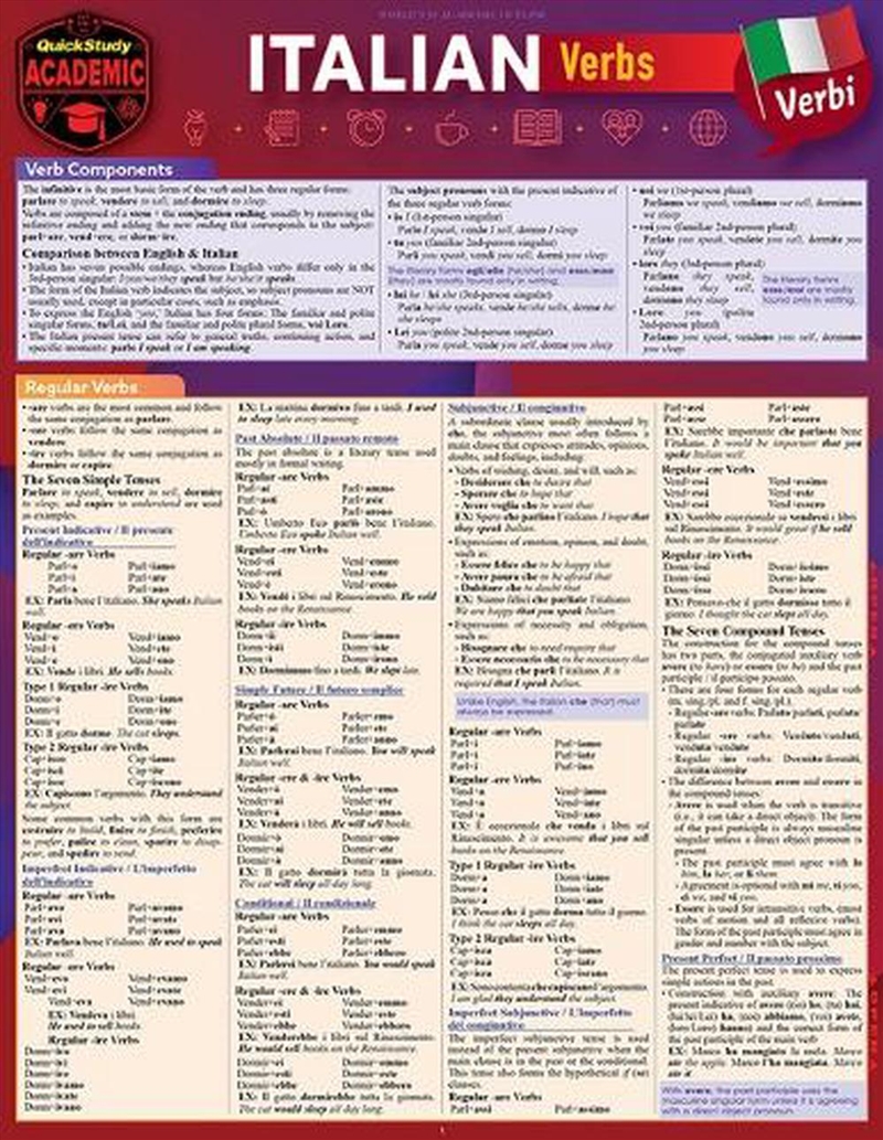 Italian Verbs/Product Detail/Language & Linguistics