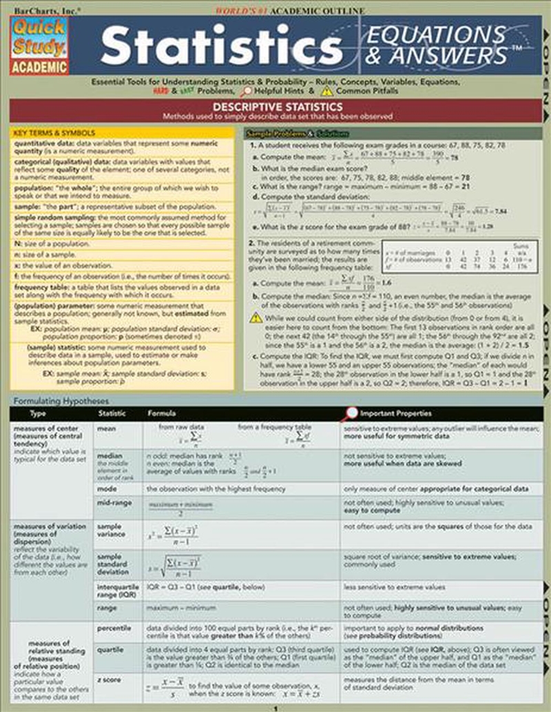 Statistics Equations & Answers/Product Detail/Maths
