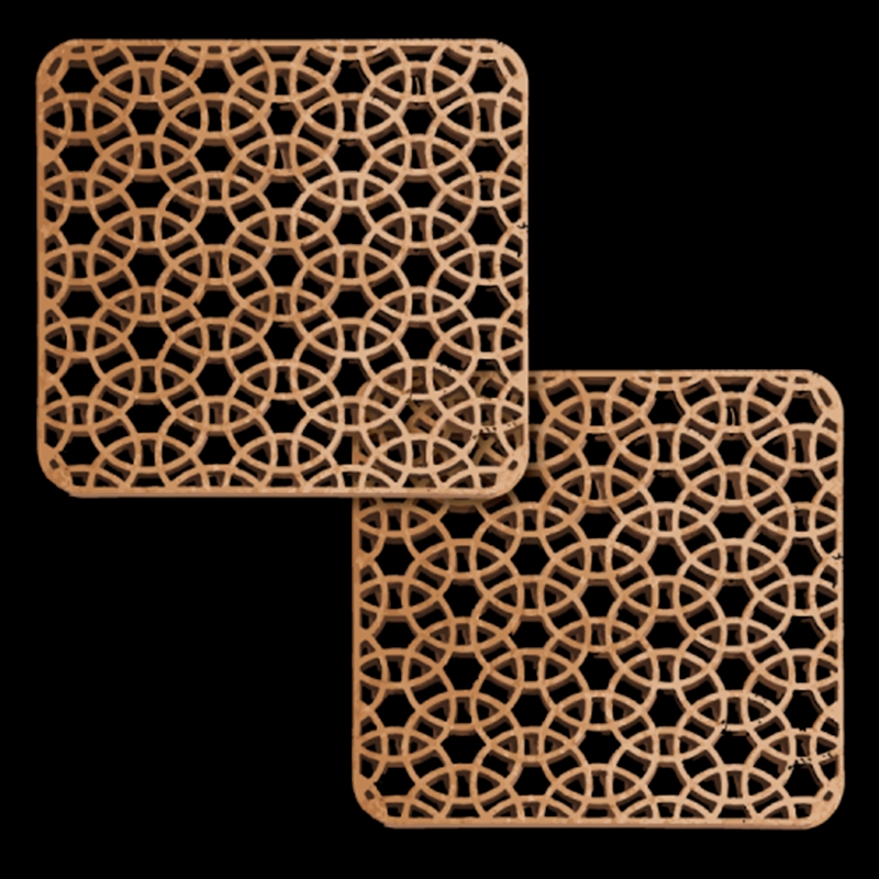2pc Wooden Coasters Crossed Circles 10x10x0.3cm/Product Detail/Drinkware