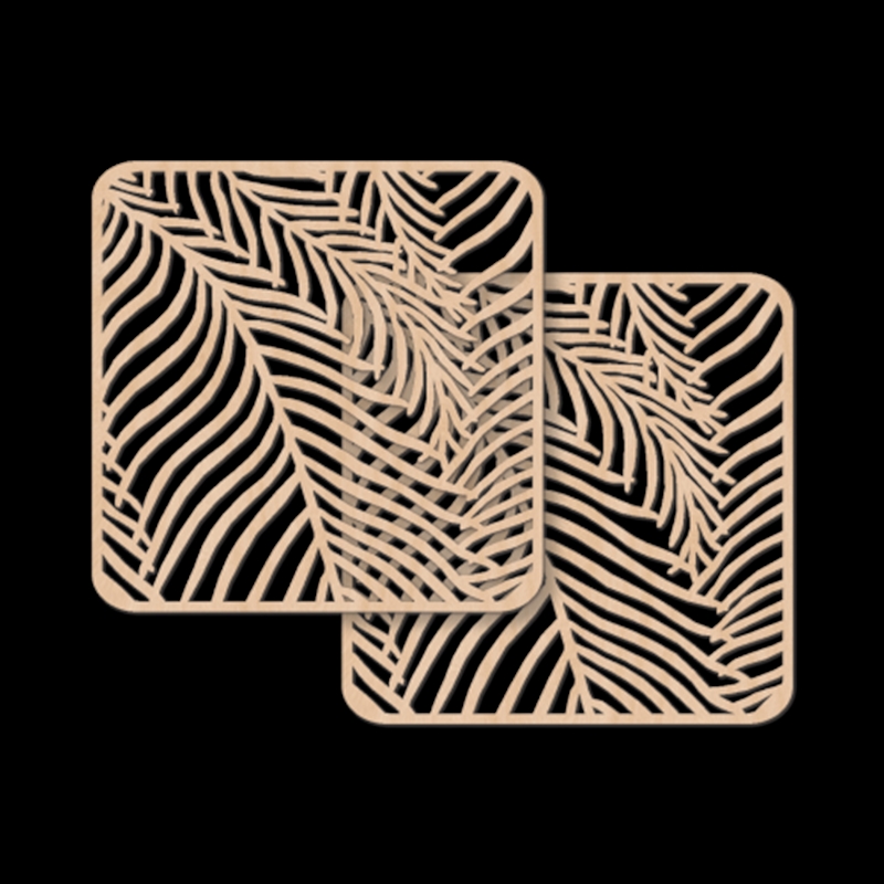 2pc Wooden Coasters Fern 10x10x0.3cm/Product Detail/Drinkware