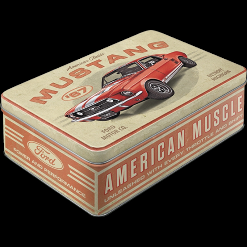 Nostalgic-Art Flat Storage Tin Ford Mustang - Gt 1967 Red 23x16x7cm/Product Detail/Homewares