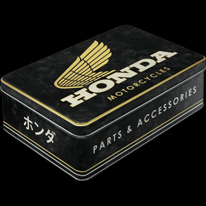 Nostalgic-Art Flat Storage Tin Honda Mc - Parts & Accessories Gold 23x16x7cm/Product Detail/Homewares