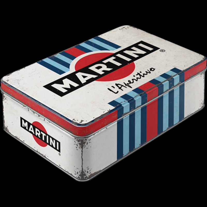 Nostalgic-Art Flat Storage Tin Martini - L'aperitivo Racing Stripes 23x16x7cm/Product Detail/Homewares