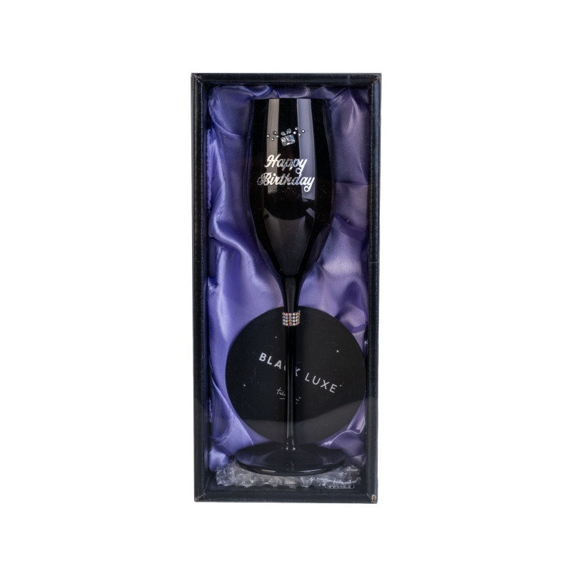 Happy Birthday Black Luxe Champagne Flute/Product Detail/Glasses, Tumblers & Cups