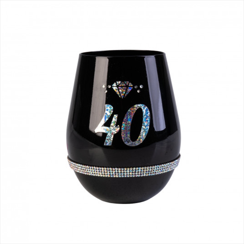 Happy 40th Birthday Black Luxe Stemless Wine Glass/Product Detail/Glasses, Tumblers & Cups