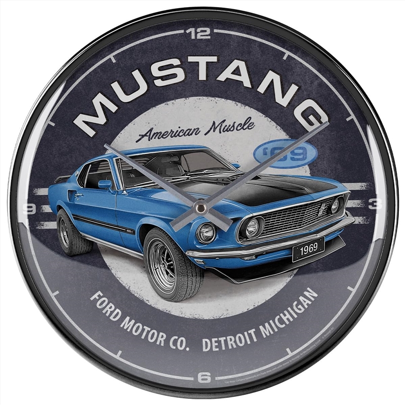 Nostalgic-Art Wall Clock Ford Mustang - 1969 Mach 1 Blue 30cm/Product Detail/Clocks