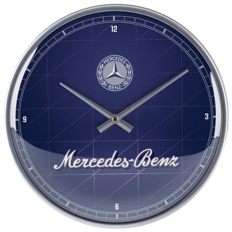 Nostalgic-Art Wall Clock Mercedes-Benz - Silver & Blue 30cm/Product Detail/Clocks
