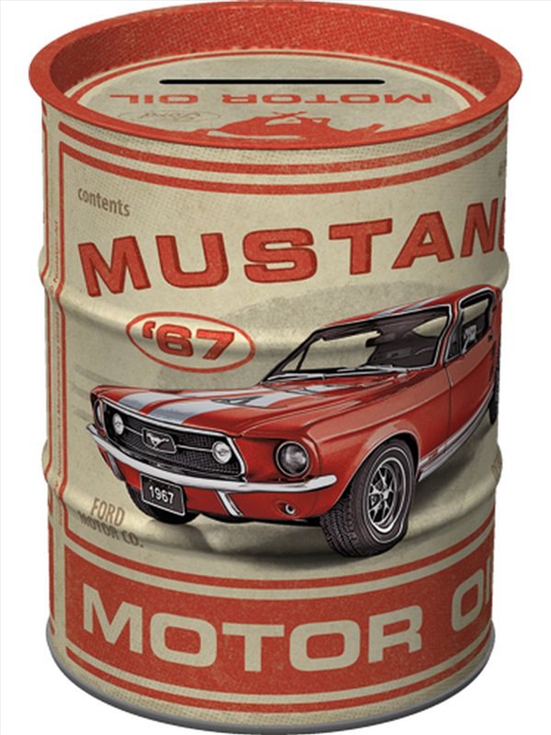 Nostalgic-Art Money Box Oil Barrel Ford Mustang - Gt 1967 Motor Oil 9.3x9.3x11.5cm/Product Detail/Collectables