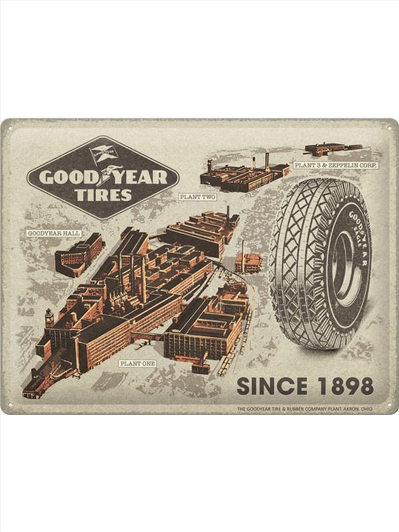 Nostalgic-Art Large Sign Goodyear Factories Since 1898 30x40x0.5cm/Product Detail/Posters & Prints