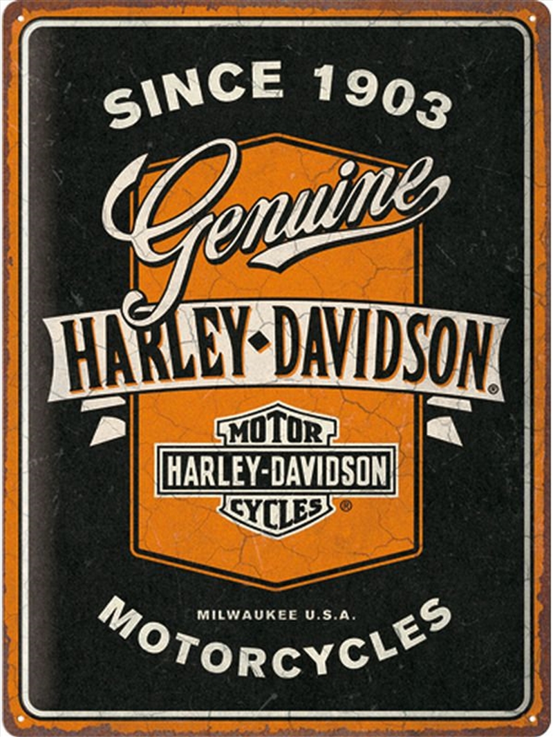 Nostalgic-Art Large Sign Harley-Davidson Genuine Motorcycles Ribbon 30x40x0.5cm/Product Detail/Posters & Prints