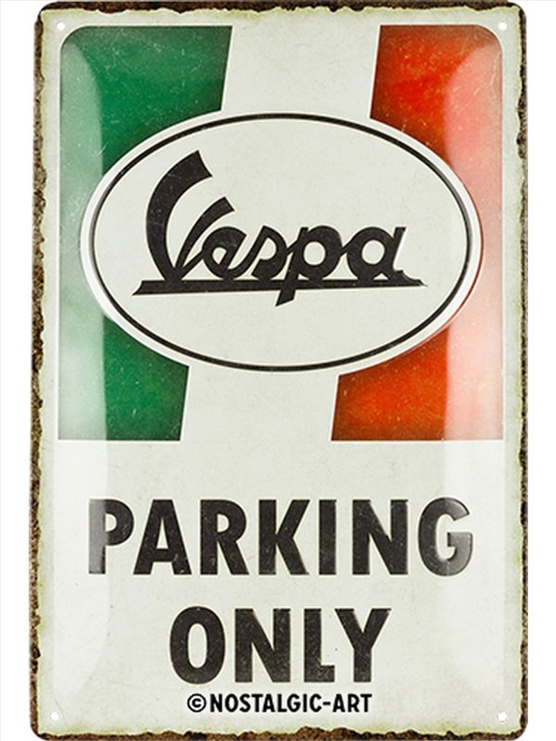 Nostalgic-Art Medium Sign Vespa - Parking Only Italian 20x30x0.5cm/Product Detail/Posters & Prints