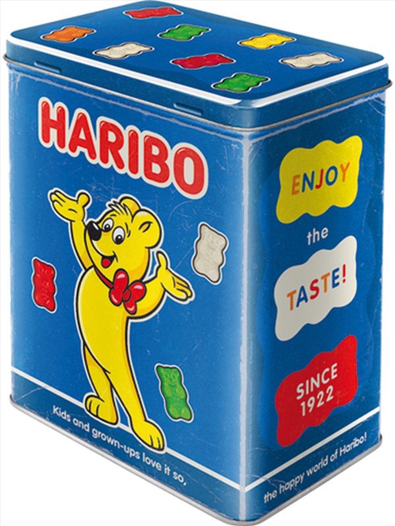 Nostalgic-Art Tin Storage Box Large Haribo - Enjoy The Taste Blue 10x14x20cm/Product Detail/Homewares