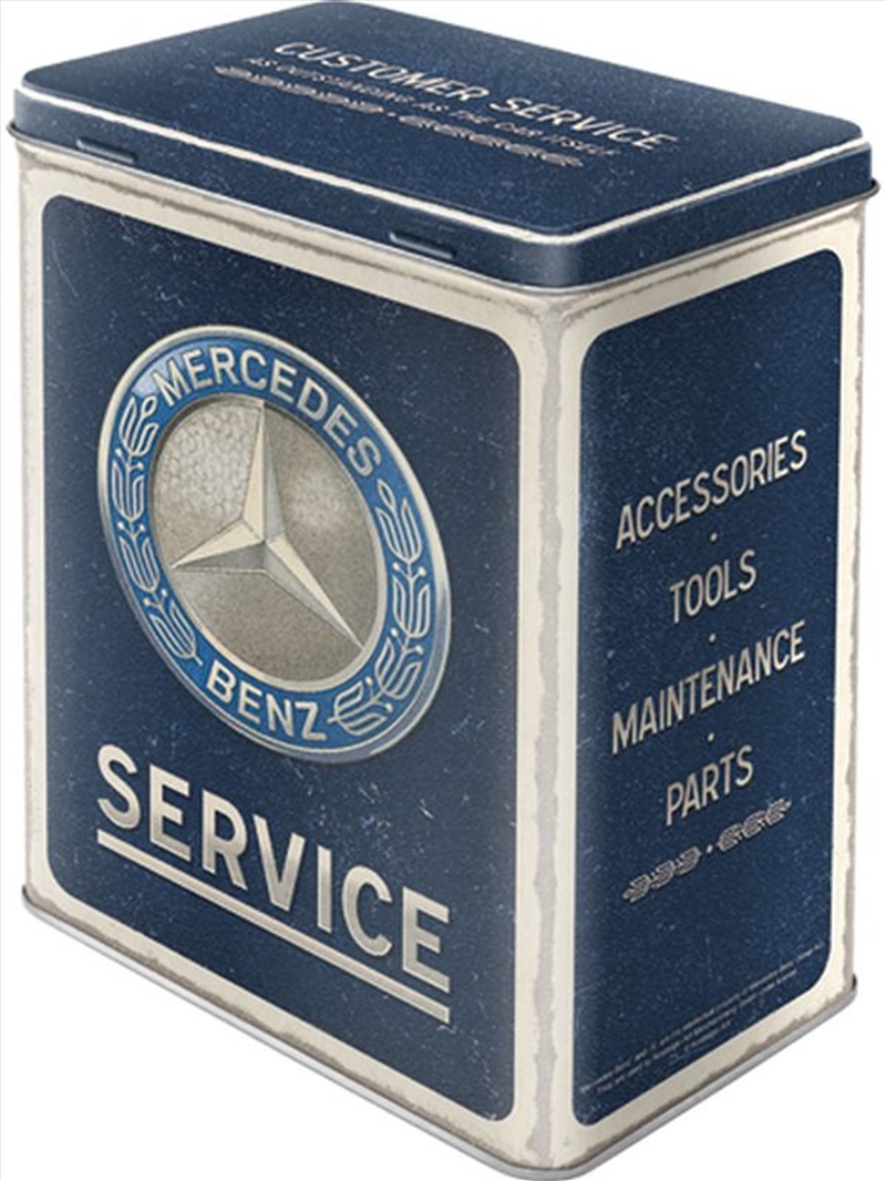 Nostalgic-Art Tin Storage Box Large Mercedes-Benz - Service Embem Blue 10x14x20cm/Product Detail/Homewares