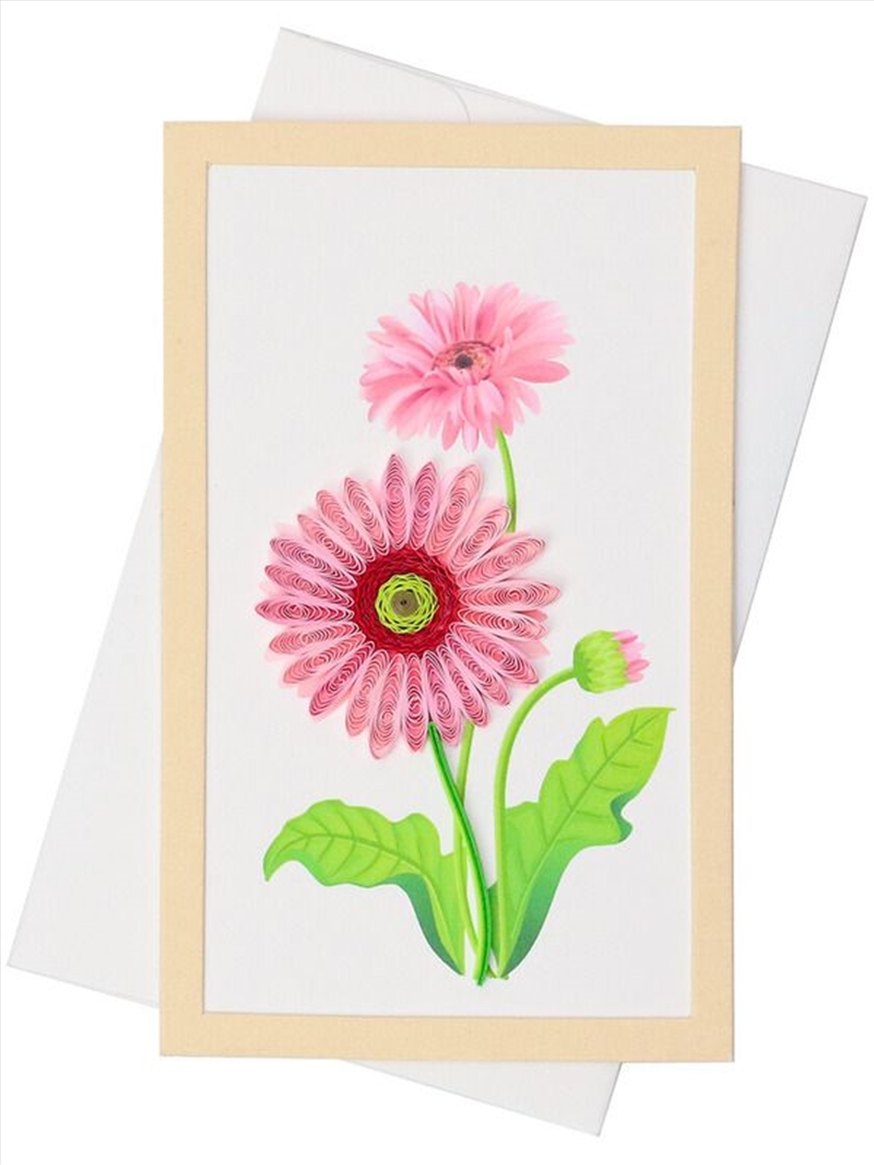 Quilled Framed Standing Greeting Card Pink Gerbera 7.5x12.5cm/Product Detail/Greeting Cards