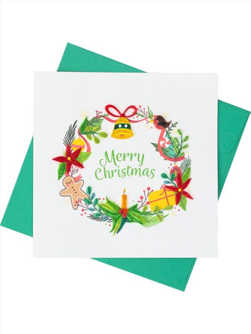 Quilled Greeting Card Merry Christmas Wreath 15x15cm/Product Detail/Greeting Cards
