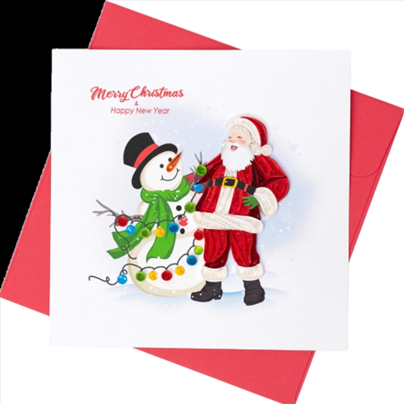 Quilled Greeting Card Santa and Snowman 15x15cm/Product Detail/Greeting Cards