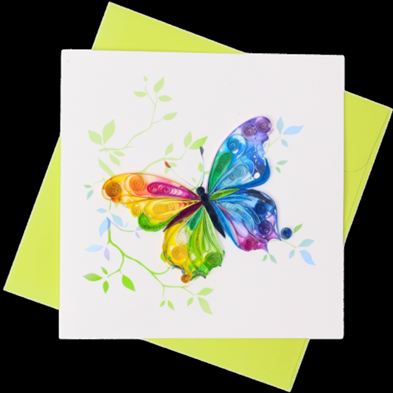 Quilled Greeting Card Multi-coloured Butterfly 15x15cm/Product Detail/Greeting Cards