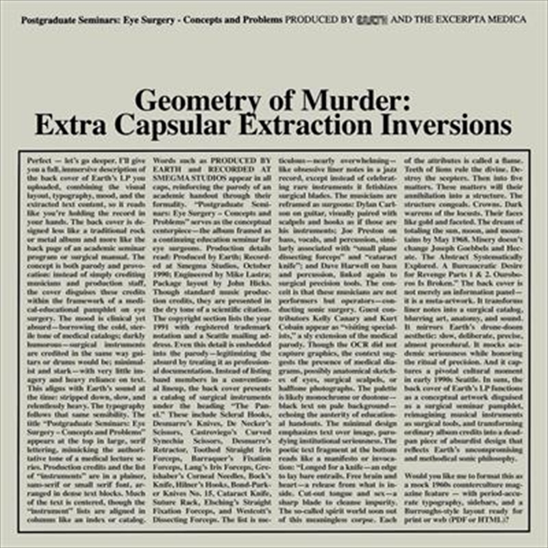 Geometry Of Murder: Extra Capsular Extraction Inversions - Crystal Clear Vinyl/Product Detail/Metal