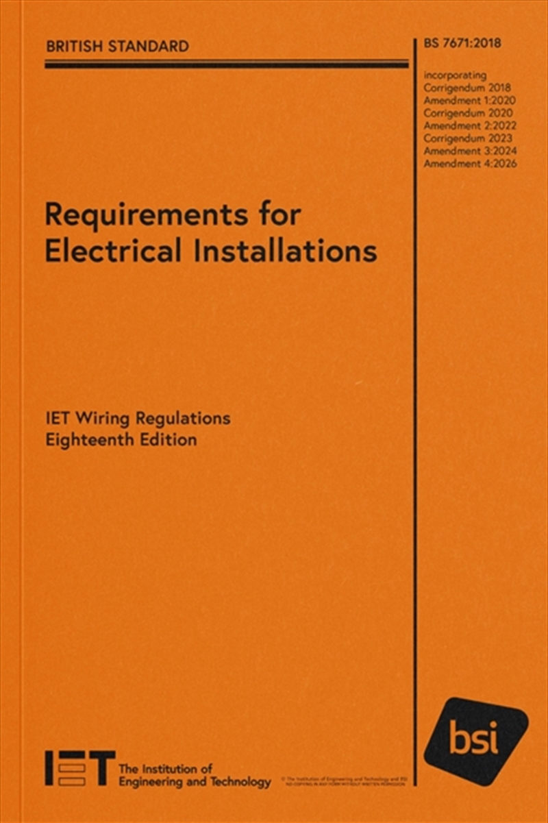 Requirements for Electrical Installations, IET Wiring Regulations, Eighteenth Edition, BS 7671:2018+/Product Detail/Reading