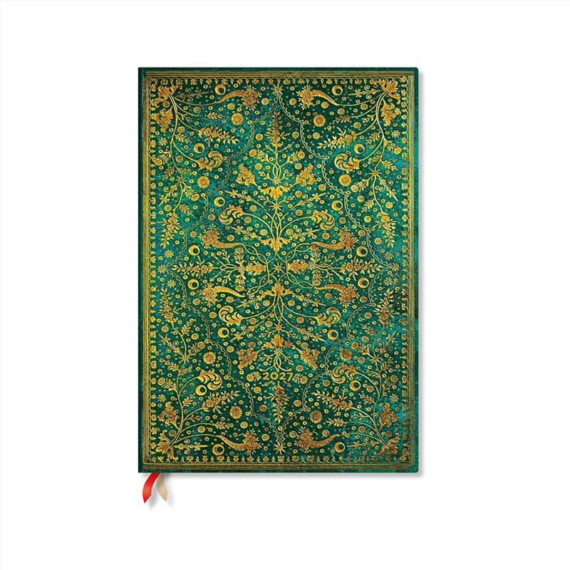 2027 Emerald Flower Nature S Grace Grande 12-Month Hardcover Dayplanner Elastic Band Closure Vertica/Product Detail/Calendars & Diaries