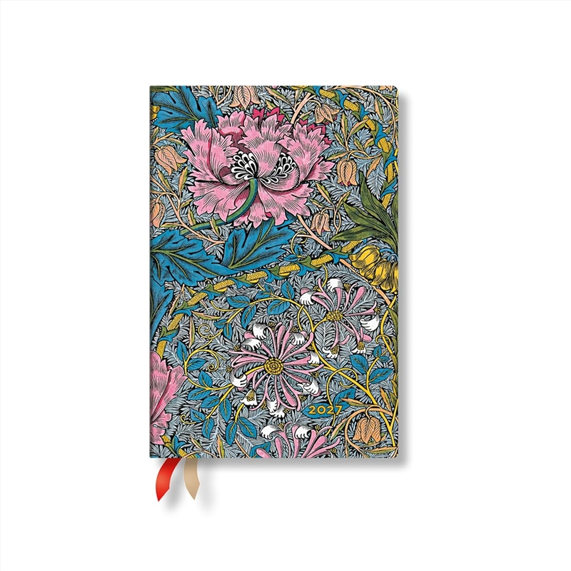 2027 Morris Pink Honeysuckle William Morris Mini 12-Month Hardcover Dayplanner Elastic Band Closure/Product Detail/Calendars & Diaries