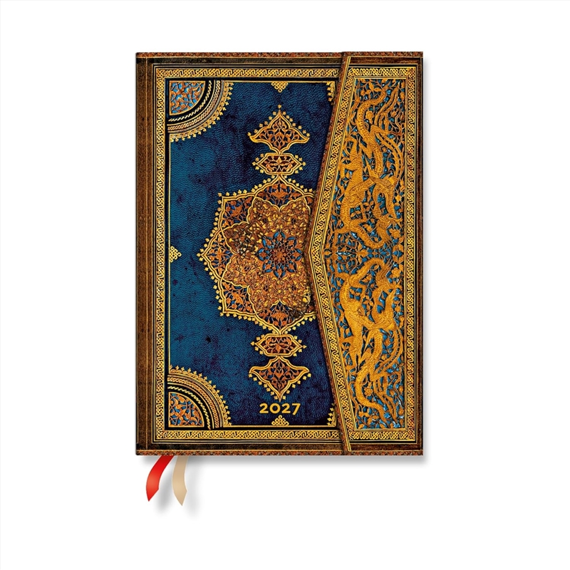2027 Safavid Indigo Safavid Binding Art Midi 12-Month Hardcover Dayplanner Wrap Closure Verso/Product Detail/Calendars & Diaries