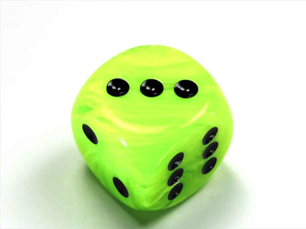 Chessex 30mm D6 Single Dice Vortex Bright Green/Black/Product Detail/Dice Games