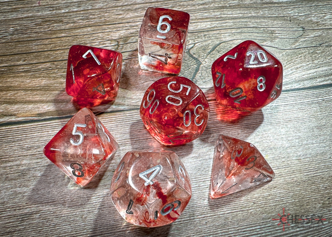 Chessex Polyhedral 7-Die Set Nebula Red/Silver (Luminary Effect)/Product Detail/Dice Games