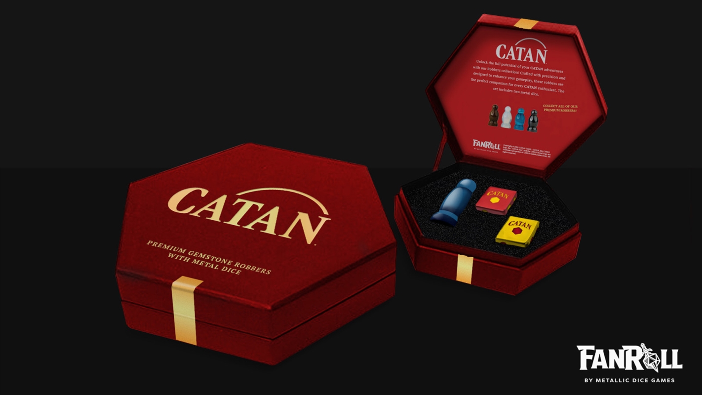 MDG CATAN Premium Gemstone Robber & Metal Dice Set: Cat's Eye Aquamarine/Product Detail/Dice Games