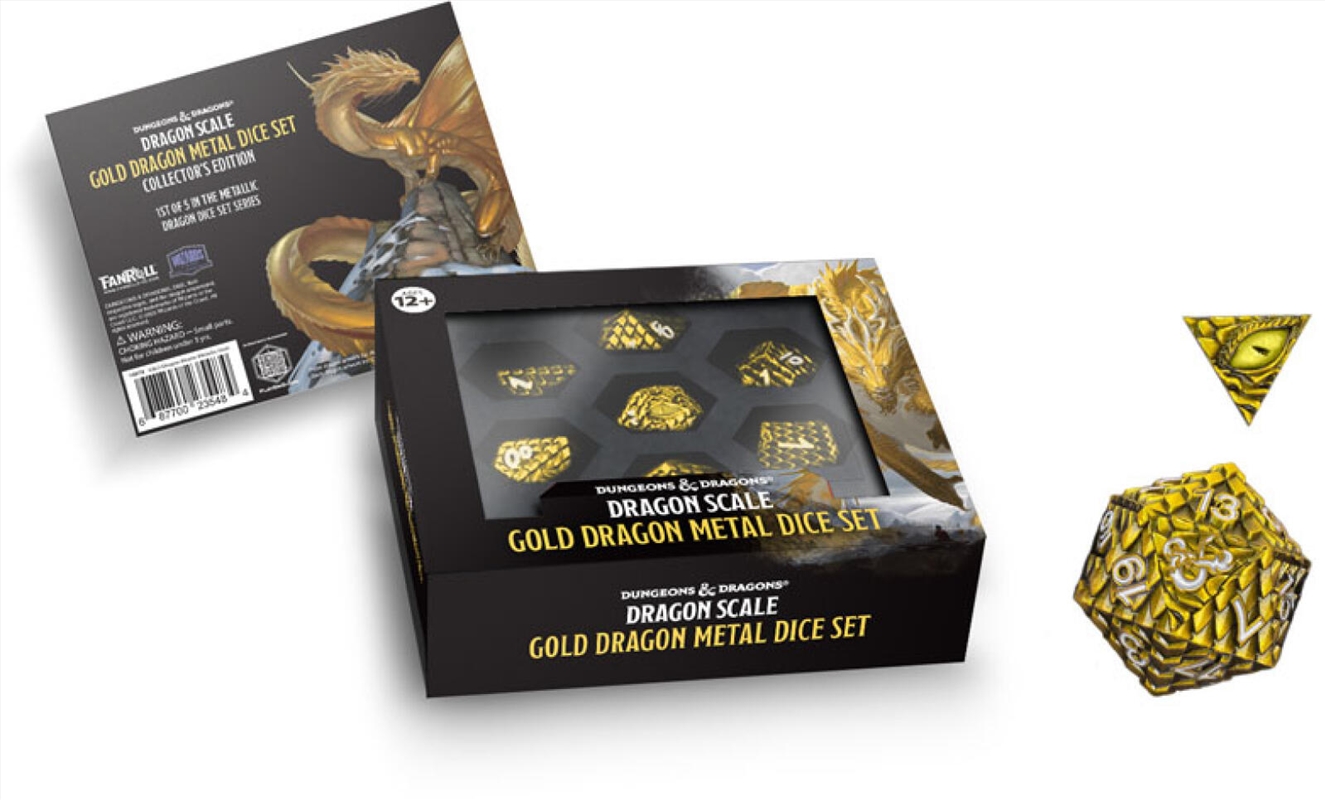 MDG D&D Dragon Scale Metal Dice Set: Gold/Product Detail/Dice Games