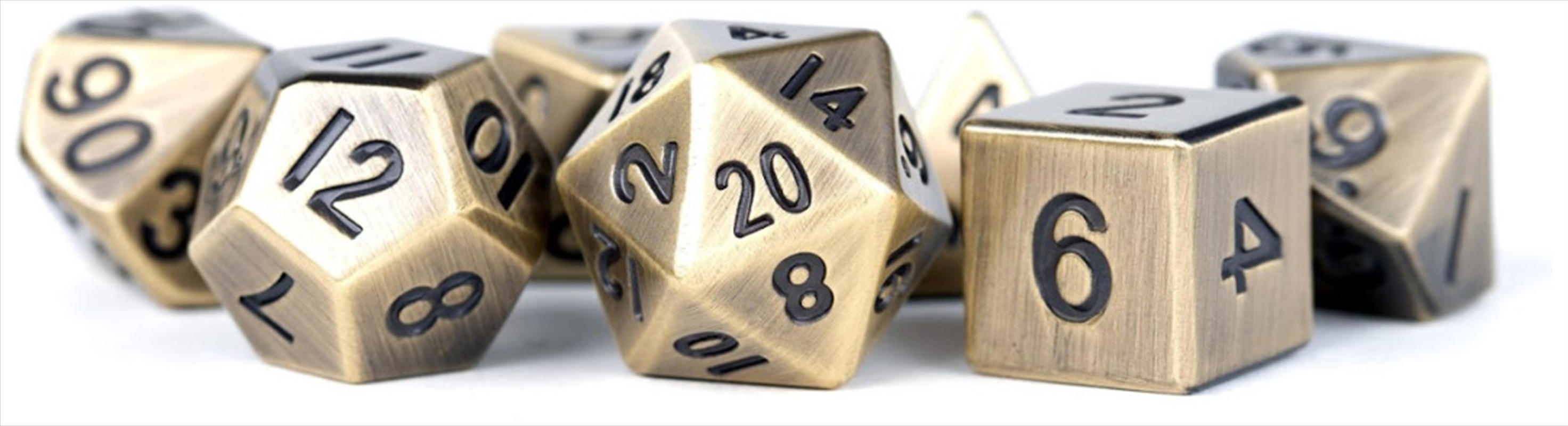 MDG 16mm Metal Polyhedral Dice Set: Antique Gold/Product Detail/Dice Games
