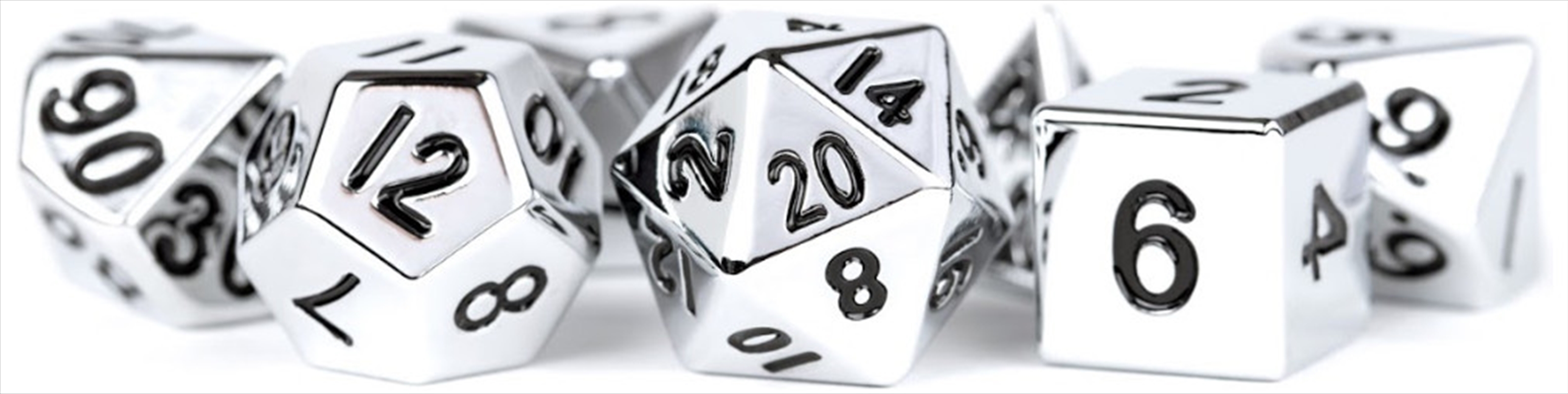 MDG 16mm Metal Polyhedral Dice Set: Silver/Product Detail/Dice Games