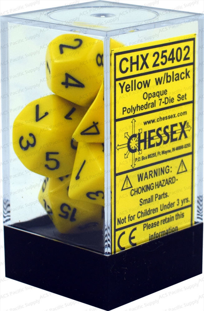 Chessex Polyhedral 7-Die Set Opaque Yellow/Black/Product Detail/Dice Games