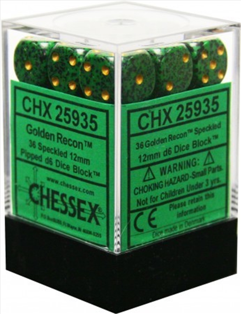 Chessex Speckled 12mm D6 Golden Recon Dice Block (36 dice)/Product Detail/Dice Games